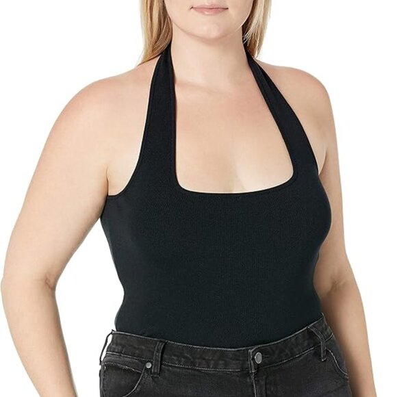 New THE DROP Greta Black Stretch Halter Top - Size 2X -with tags - Picture 1 of 7